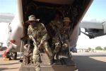 Senegalese soldiers practice exiting the ramp of a U.S. Air Force CV-22 in Bamako