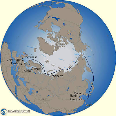 Arktis-Route der chinesischen COSCO Shipping Lines (Grafik: The Arctic Institute)